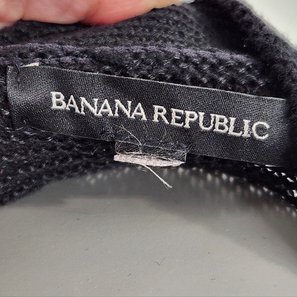 Banana Republic Black 100% Linen Open Knit V Neck Button Cardigan Size L - Picture 9 of 10